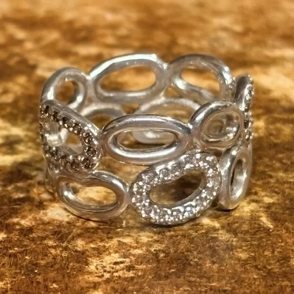 Retired Pandora Circle of Friends Ring Size 8.5 Sterling Silver